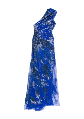Saiid Kobeisy one-shoulder embroidered dress - Blue