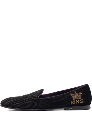 Dolce & Gabbana Pre-Owned King velvet loafers - Black