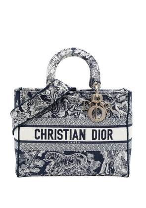 Christian Dior Pre-Owned 2021 Large Embroidered Canvas Toile de Jouy Lady D Lite satchel - Blue