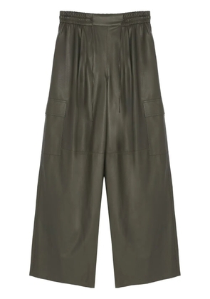 Yves Salomon wide-leg leather cargo trousers - Green