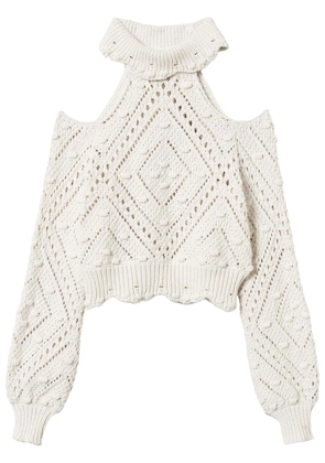 TWINSET openwork-knit cropped sweater - Neutrals
