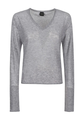PINKO sequin-embellished V-neck top - Grey