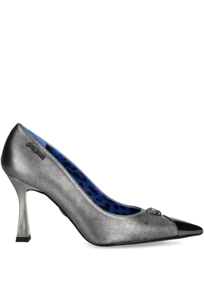 NEW ROCK 90mm skull-detail metallic pumps - Silver