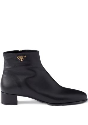 Prada triangle-logo zip ankle boots - Black