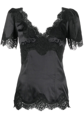 Dolce & Gabbana lace-trim satin top - Black