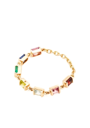 YI Collection 14K yellow gold rainbow sapphires chain ring