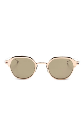 Thom Browne Eyewear round-frame clip-on glasses - Gold