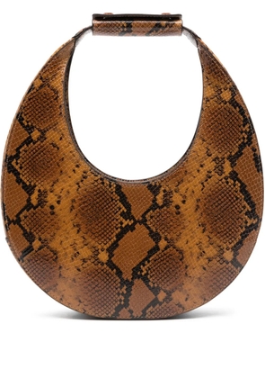 STAUD Moon snakeskin handle tote bag - Brown