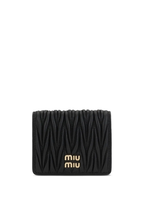 Miu Miu logo-lettering matelassé wallet - Black