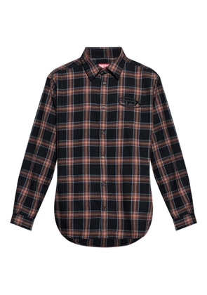 Diesel embroidered plaid shirt - Black