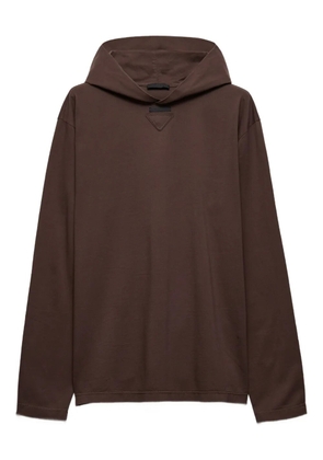 Prada triangle-logo hooded cotton sweatshirt - Brown