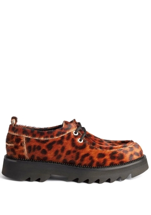 AMI Paris leopard-print lace-up platform shoes - Brown