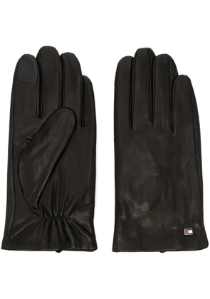 Tommy Hilfiger logo-patch leather gloves - Black