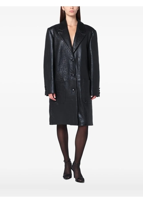 Cassell buttoned leather coat - Black
