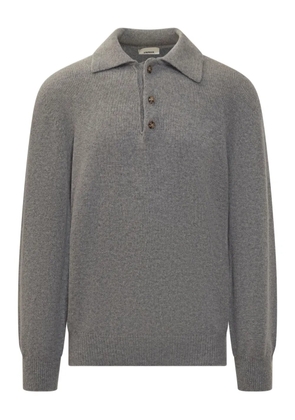 A Paper Kid knitted long-sleeve polo shirt - Grey