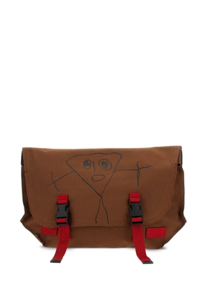 Plan C doodle-print buckled shoulder bag - Brown