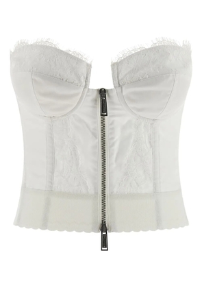 DSQUARED2 x Vaquera lace-trim zip-front corset - White