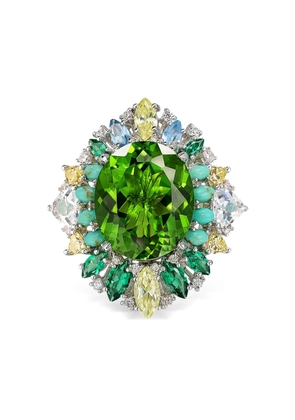 Anabela Chan 18K white gold and rhodium vermeil Poseidon multi-stone ring - Green