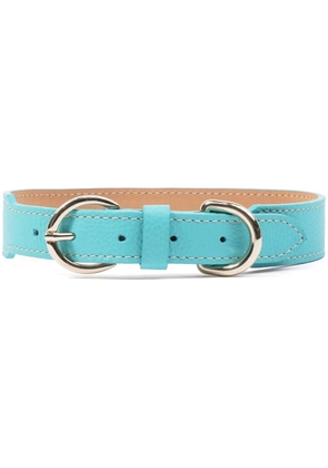 Sporty & Rich double-buckled leather dog collar - Blue