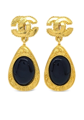 CHANEL Pre-Owned 1996 stone dangle clip-on earrings - Gold