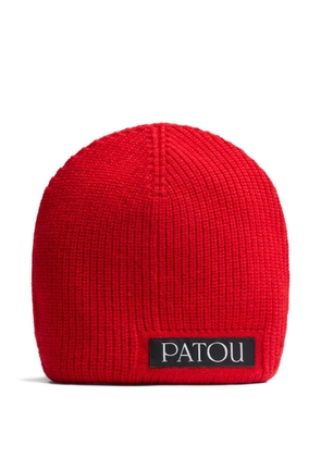 Patou logo-tag wool beanie - Red