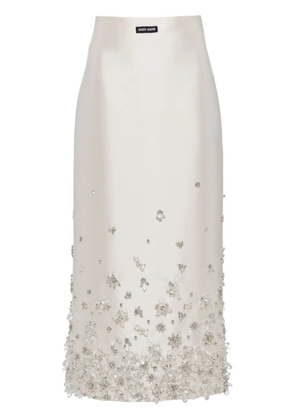 Miu Miu floral-embellished midi skirt - White