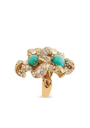 Anabela Chan 18K yellow gold vermeil Blossom turquoise and diamond ring - Silver