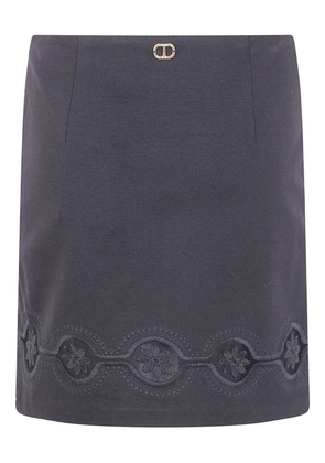 TWINSET floral-embroidery skirt - Black