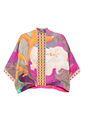 YAVI abstract-print silk jacket - Orange