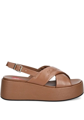 Love Moschino crossover-strap platform sandals - Brown
