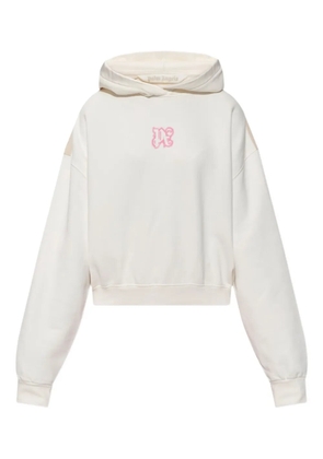Palm Angels logo-detail cropped hoodie - White