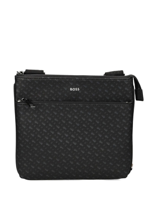 BOSS monogram-pattern messenger bag - Black