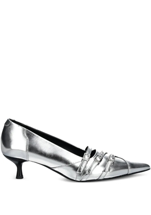 VAGABOND 50mm Lykke pointed-toe buckle pumps - Silver