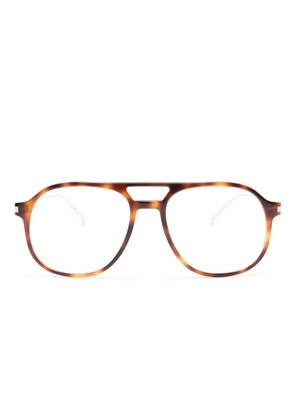 Saint Laurent Eyewear tortoiseshell-effect pilot-frame glasses - Brown