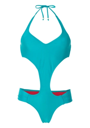 Amir Slama draped cut-out one-piece - Blue