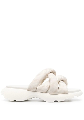 Moncler crossover-strap slides - Neutrals