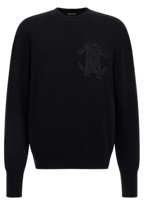 Roberto Cavalli logo-embroidered wool sweatshirt - Black