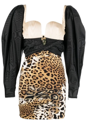 Roberto Cavalli leopard-print mini dress - Neutrals