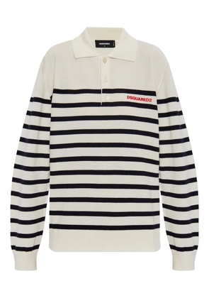 DSQUARED2 striped polo-neck sweater - White