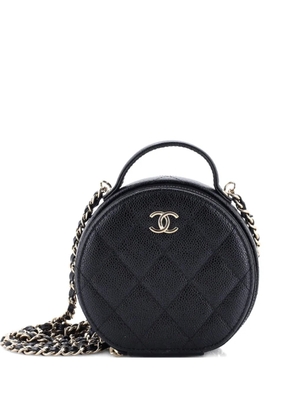 CHANEL Pre-Owned Handle with Care Round Vanity Case with Chain Quilted Caviar Small crossbody bag - Black