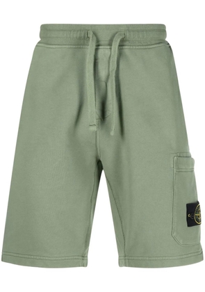 Stone Island Compass-logo cotton track shorts - Green