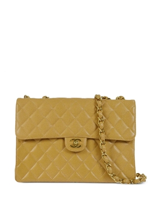 CHANEL Pre-Owned 2002 jumbo Classic Flap shoulder bag - Neutrals