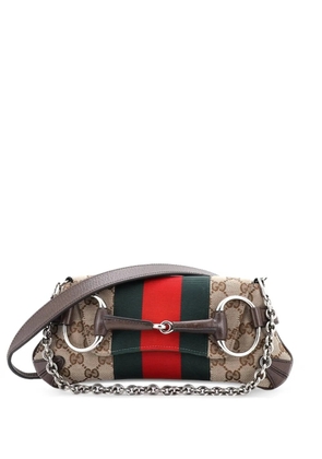 Gucci Pre-Owned Horsebit NM Web Chain Clutch GG Canvas Small shoulder bag - Brown