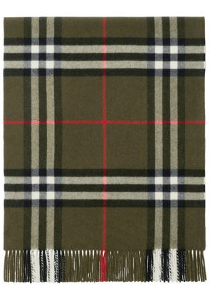 Burberry check-print fringed cashmere scarf - Green