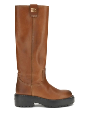 Miu Miu 55mm platform lug-sole knee-high boots - Brown
