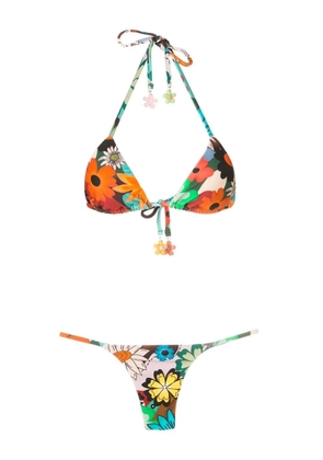 Amir Slama floral-print halterneck bikini - Multicolour