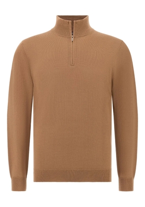 Boggi Milano half-zip merino wool sweater - Brown