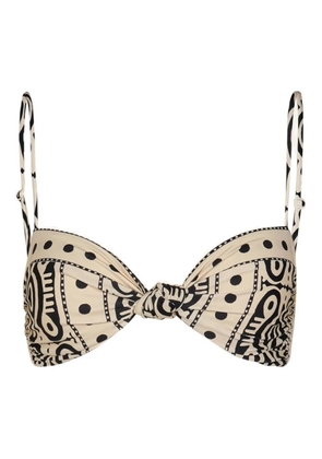 Johanna Ortiz Bandana Marina printed knot-detail bikini top - Neutrals