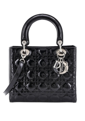 Christian Dior Pre-Owned Lady Dior Bag Cannage Quilt Patent Medium satchel - Black