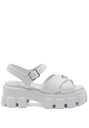 Prada triangle-logo platform sandals - White